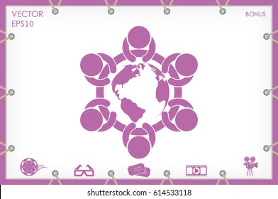 people around the table icon vector illustration eps10