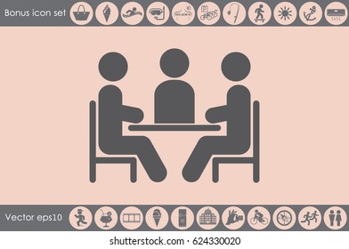 people around the table icon vector illustration eps10. Isolated badge for website or app - stock infographics