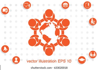 people around the table icon vector illustration eps10