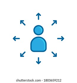 people arrow blue flat icon