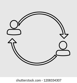 people, arrow, circular, vector icon, illustration