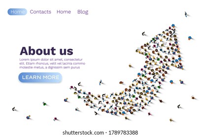 People up arrow, group network web site, banner teamwork. Vector illustration