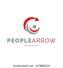 Inspiración en el diseño del logotipo del icono de flecha de personas