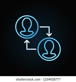 People with arrows donation creative vector linear icon or symbol on dark background