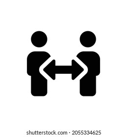 icono de flechas de personas. Diseño de estilo plano aislado en un fondo blanco. Ilustración del vector