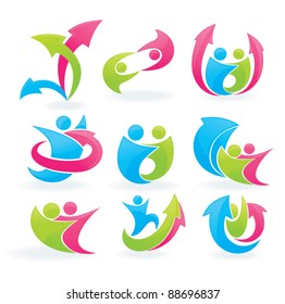 people and arrows vector collection of icons