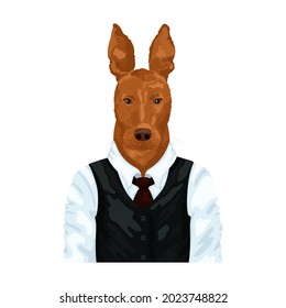 People art animal dog, character portrait animal in cloth fashion. Hipster animal. Vector illustration EPS10