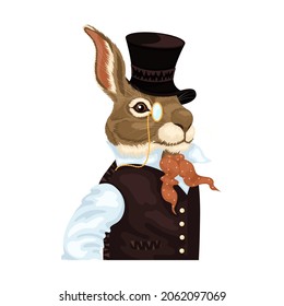 People art animal hare, character portrait animal in cloth fashion. Hipster animal. Vector illustration EPS10