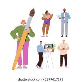 People of art profession set with male and female creative cartoon characters artistic community