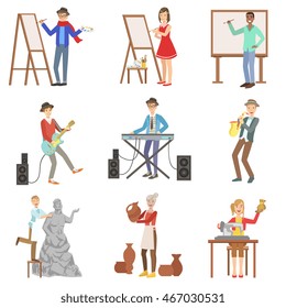 Pessoas com Profissões Artísticas Conjunto De Ilustrações