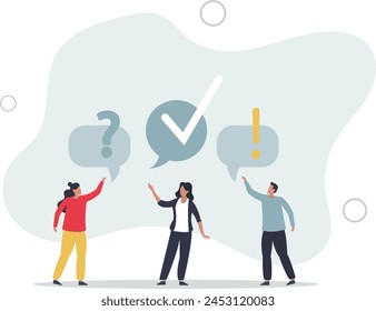 people asking question and answer to solve problem.flat vector illustration.