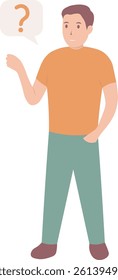 People Asking Question Illustration. Vector Character in Flat Design.