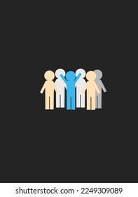 People assemble at a place silhouette vector image. People crowding at a place for certain cause vector silhouette image.  