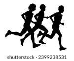 People athletes on running race on white background