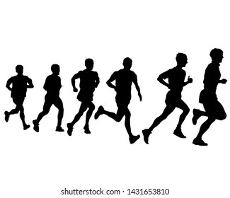 People athletes on running race on white background