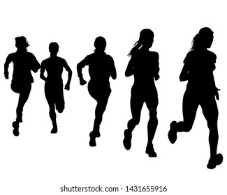 People athletes on running race on white background