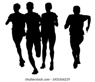 People athletes on running race on white background