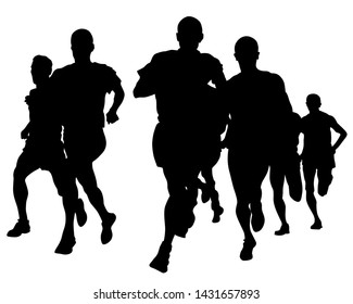 People athletes on running race on white background