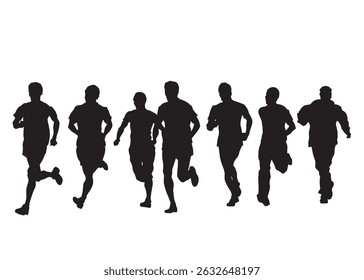 People athletes on running race on white background