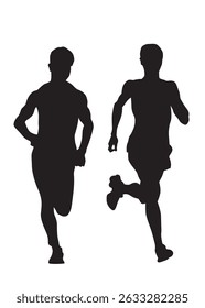 People athletes on running race on white background