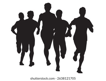 People athletes on running race on white background