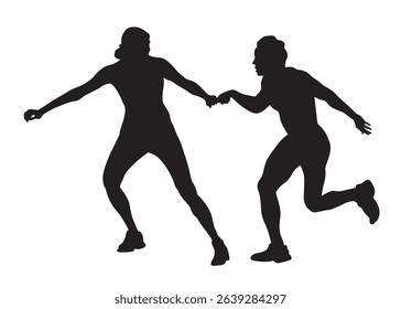People athletes on running race on white background