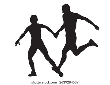 People athletes on running race on white background