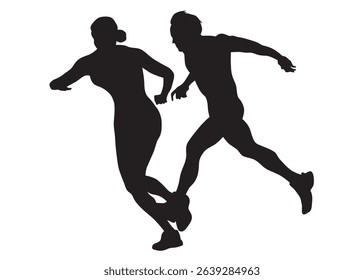 People athletes on running race on white background