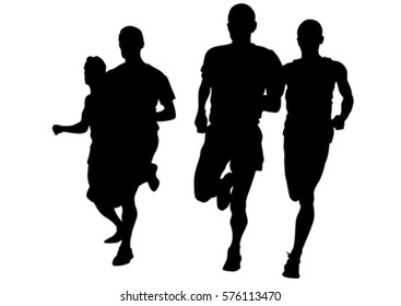 People athletes on running race on white background