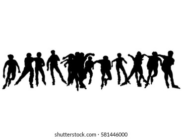 People athletes of skates on white background