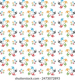 People athletic trendy multicolor repeating pattern vector illustration background design