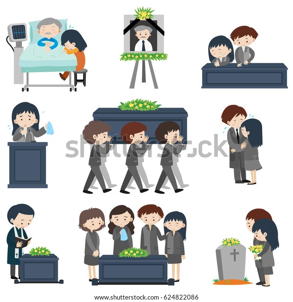 People Attending Funeral Set Stock Vector (Royalty Free) 624822086