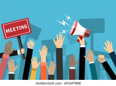 People attending meeting. Flat vector illustration.