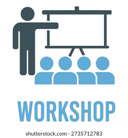 Personen, die an einem Workshop mit einer Präsentation auf einem Tafelsymbol teilnehmen