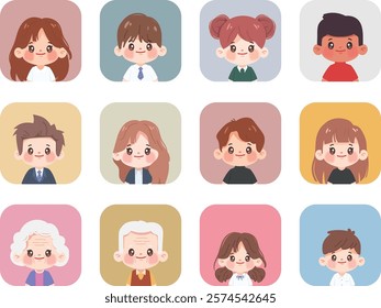 People avatar character collection. illustration vector premium flat design