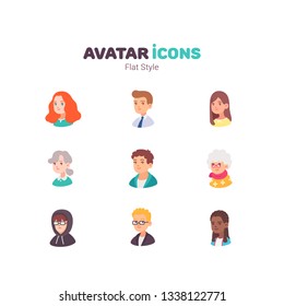 People avatar color flat icons design