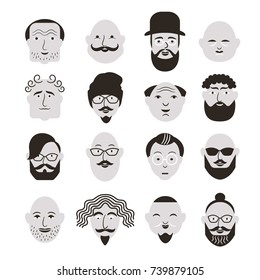 People Avatar Face icons black and white