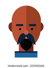 People Avatar Flat Vector Graphic. Male portrait, man face character isolated on white background. flat face vector. Perfect for coloring book, textiles, icon, web, painting, books, t-shirt print. 