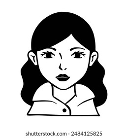 People avatar icon. Girl Avatar Doodle. Vector illustration charaters for social media and networking, user profile, website and app design and development, user profile icons.