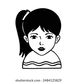 People avatar icon. Girl Avatar Doodle. Vector illustration charaters for social media and networking, user profile, website and app design and development, user profile icons.