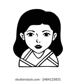 People avatar icon. Girl Avatar Doodle. Vector illustration charaters for social media and networking, user profile, website and app design and development, user profile icons.