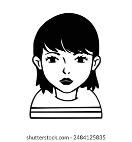 People avatar icon. Girl Avatar Doodle. Vector illustration charaters for social media and networking, user profile, website and app design and development, user profile icons.