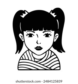 People avatar icon. Girl Avatar Doodle. Vector illustration charaters for social media and networking, user profile, website and app design and development, user profile icons.