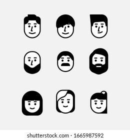 People Avatar Icon Outline Filled Style Set.