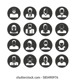 people avatar icon set in circle buttons