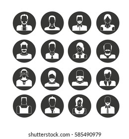 people avatar icon set in circle buttons
