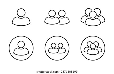 People avatar icon set line style. Perfect for group, team, organization, community, population, audience, member. Editable stroke