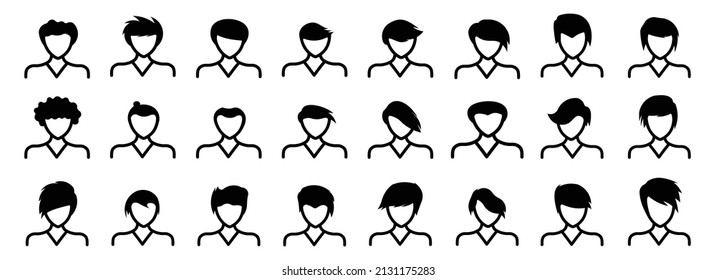  People avatar icon set men hair style,Vector flat  icon as male illustration design