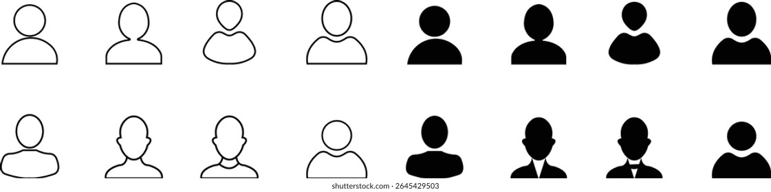 People Avatar Icon set - Profile Diverse Empty Faces for Social Network - vector abstract, For Mobile and Web as Profile, User, Social Media, Member, Communication, Avatar, Customer Support,
