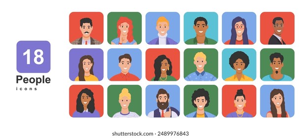 People avatar icons. People Flat Icons. Vector illustration